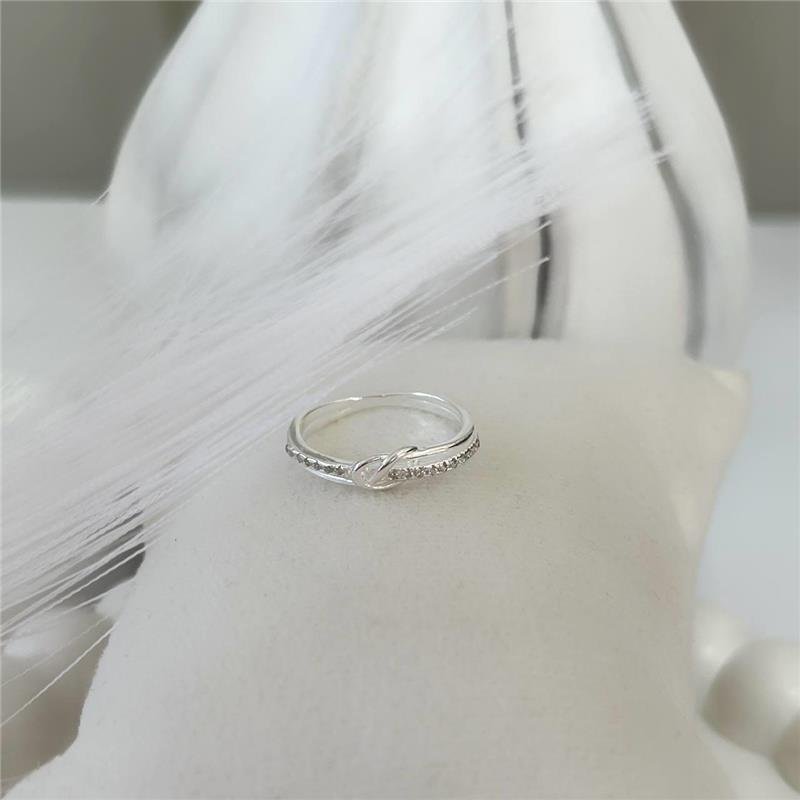 ANEL PRATA 925 DUAS LINHAS LISA CRAVEJADA NÓ