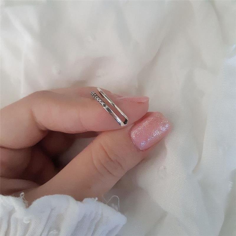 ANEL PRATA 925 DUPLO CRAVEJADO COM ZIRCÔNIA E LISO