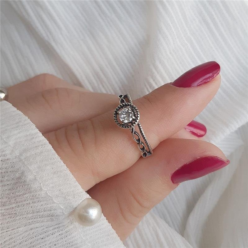 ANEL PRATA 925 DUPLO INFINITO COM PEDRA