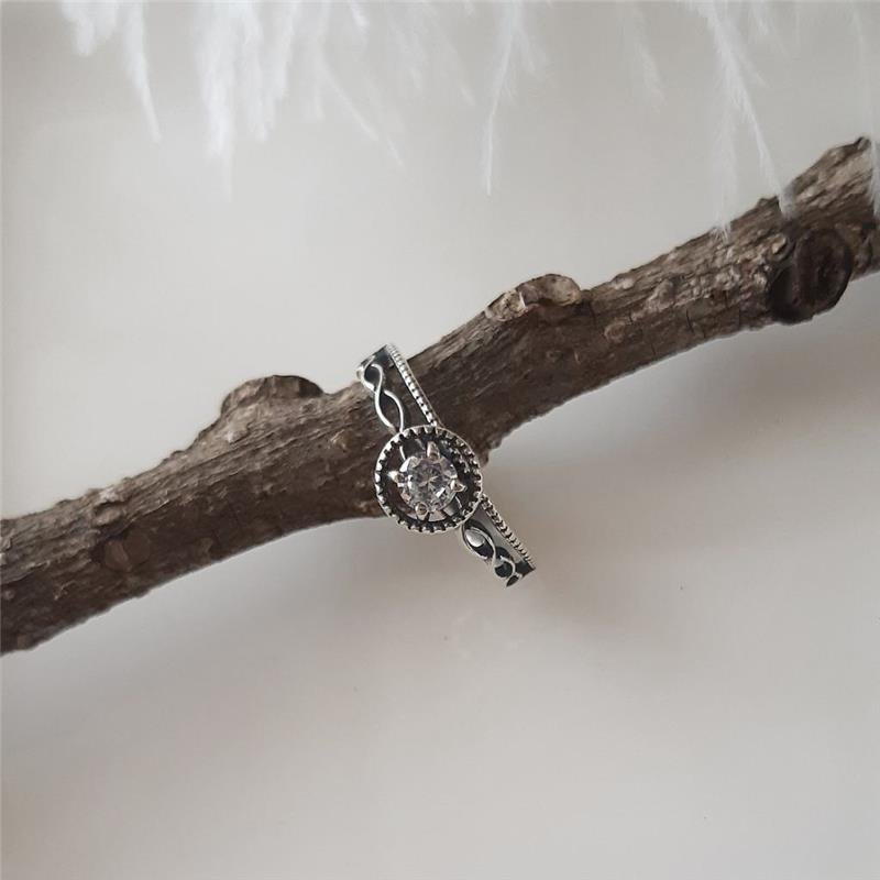 ANEL PRATA 925 DUPLO INFINITO COM PEDRA