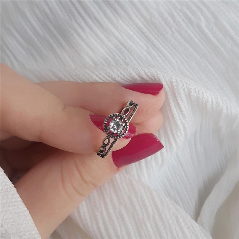 ANEL PRATA 925 DUPLO INFINITO COM PEDRA