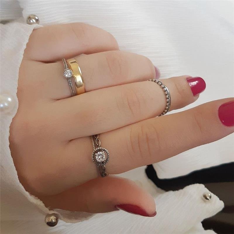 ANEL PRATA 925 DUPLO INFINITO COM PEDRA