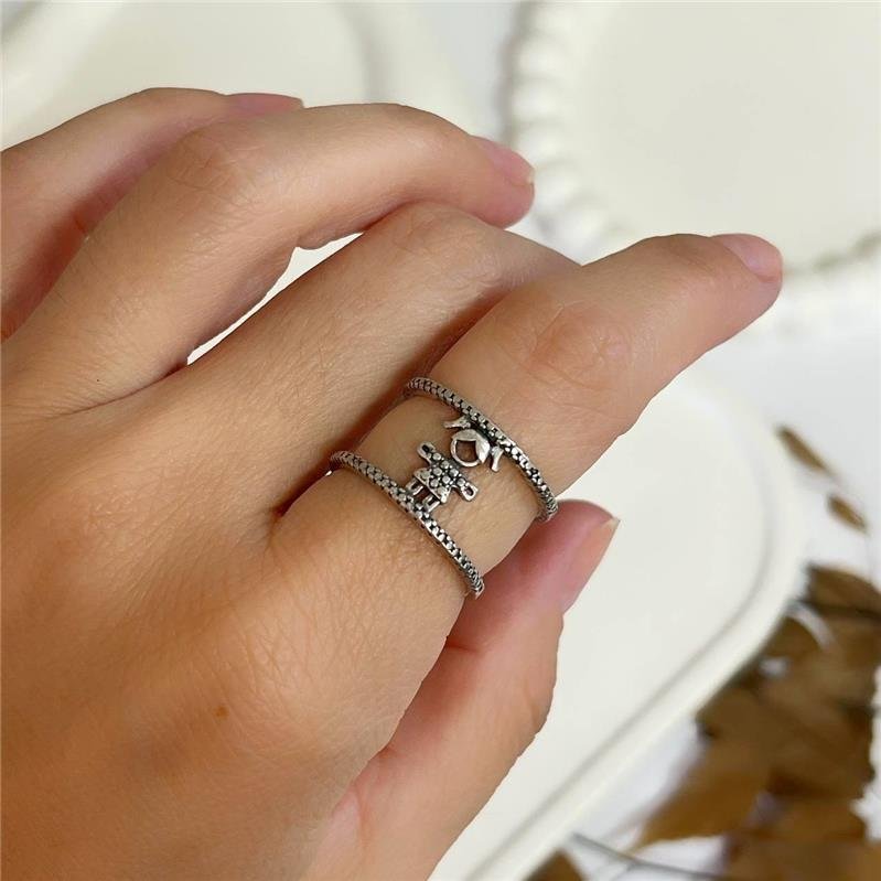 ANEL PRATA 925 DUPLO MENINA NO MEIO