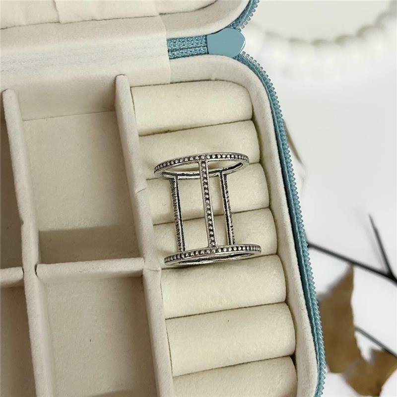 ANEL PRATA 925 DUPLO LINHA VERTICAL MEIO DETALHES PONTINHOS