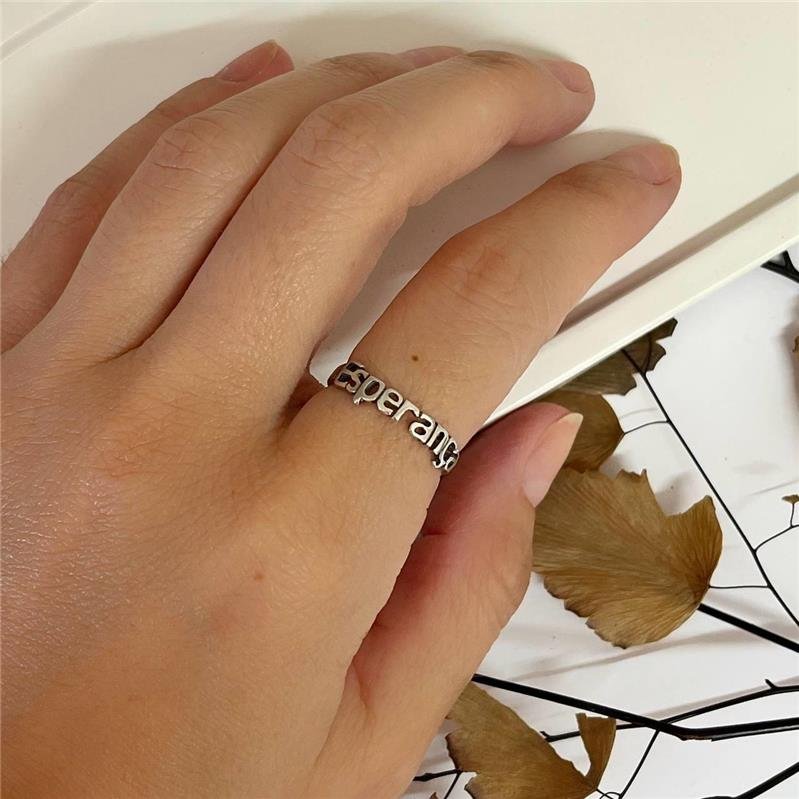 ANEL PRATA 925 ESCRITO ESPERANÇA VAZADO 