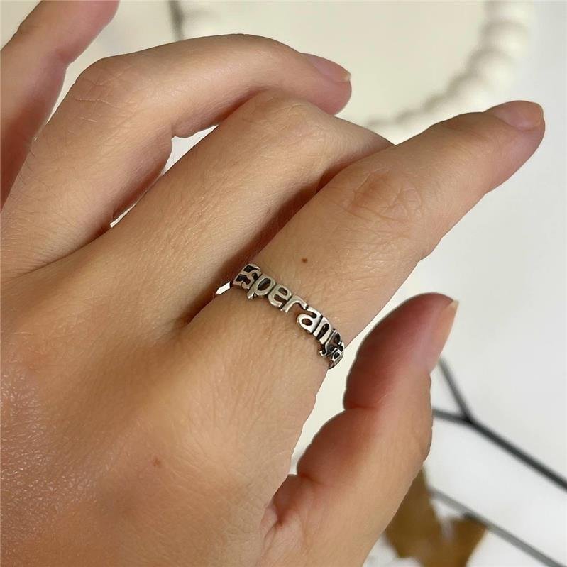 ANEL PRATA 925 ESCRITO ESPERANÇA VAZADO 