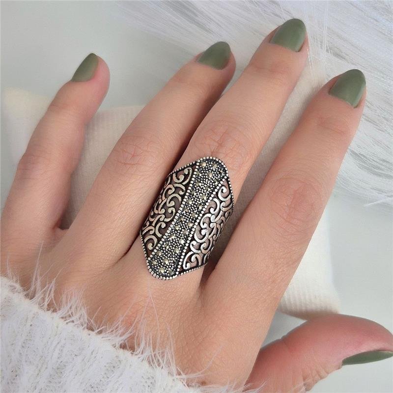 ANEL PRATA 925 ESCUDO CRAVEJADO