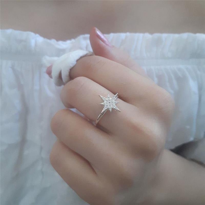 ANEL PRATA 925 ESTRELA 8 PONTAS 