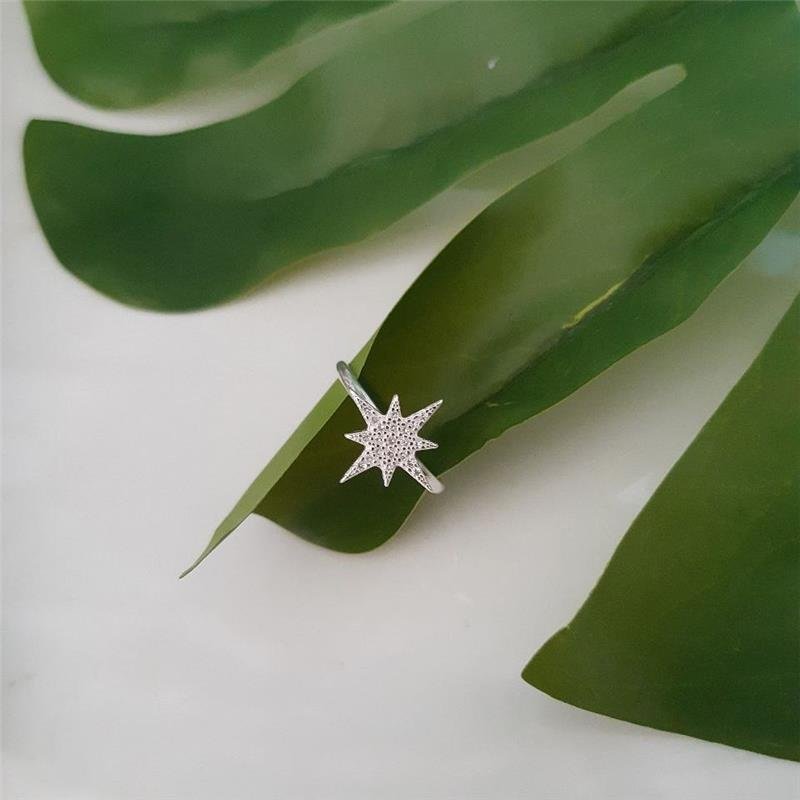 ANEL PRATA 925 ESTRELA 8 PONTAS 