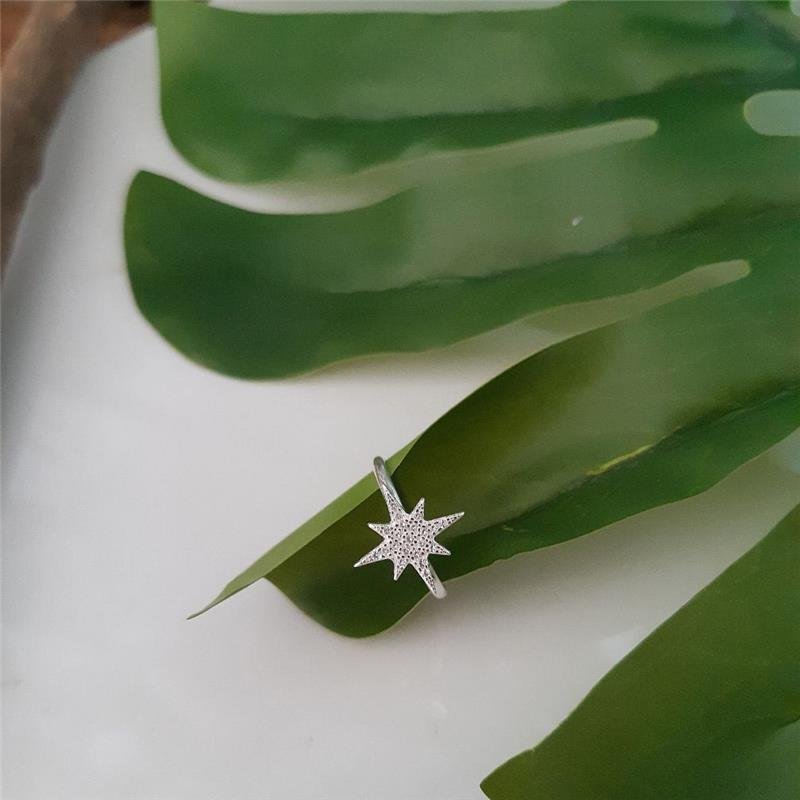 ANEL PRATA 925 ESTRELA 8 PONTAS 