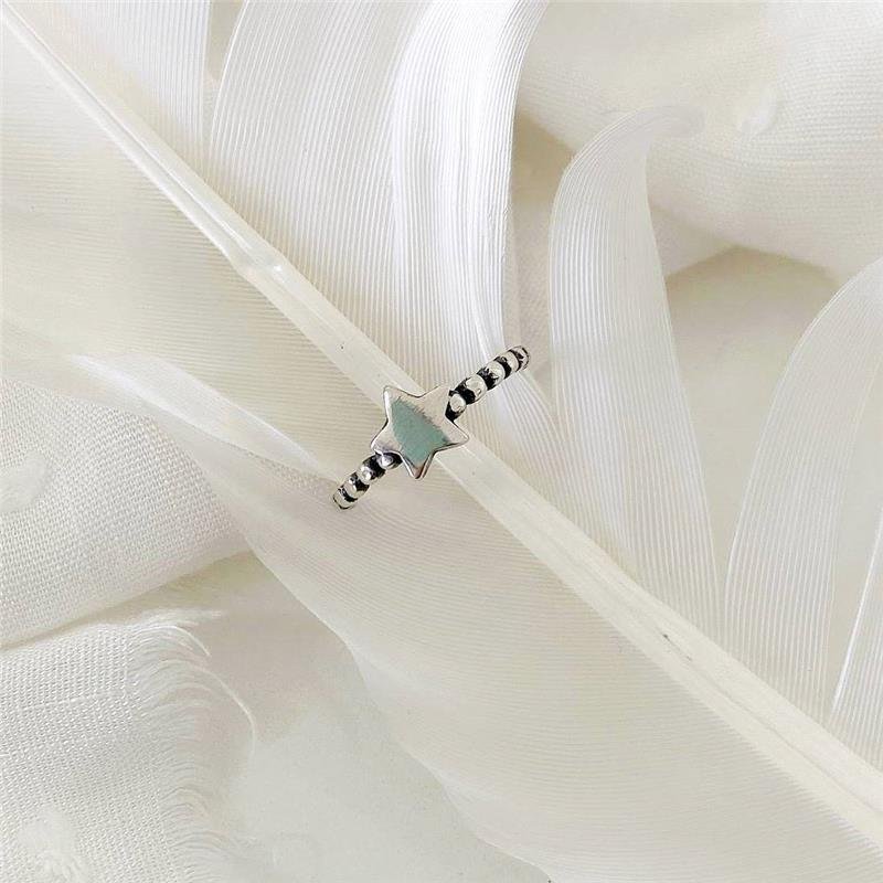 ANEL PRATA 925 ESTRELA COM BOLINHAS