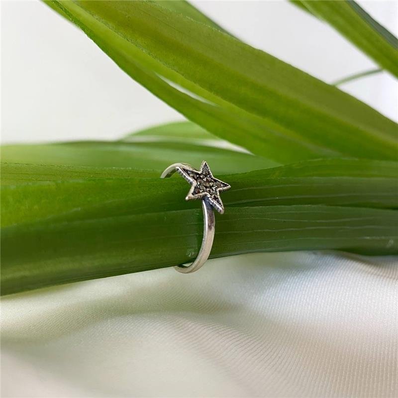 ANEL PRATA 925 ESTRELA COM PEDRA