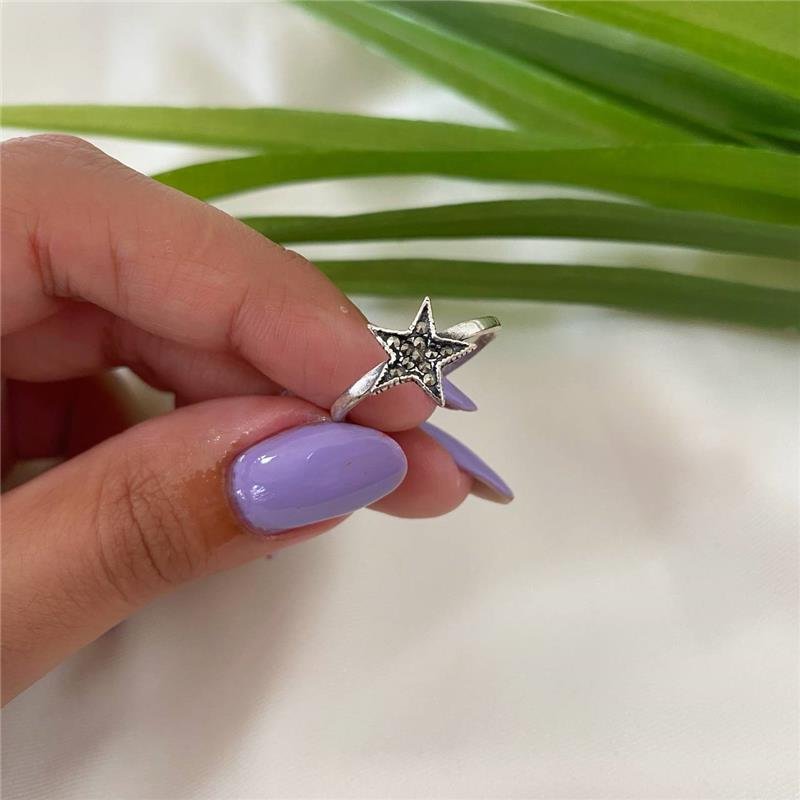 ANEL PRATA 925 ESTRELA COM PEDRA