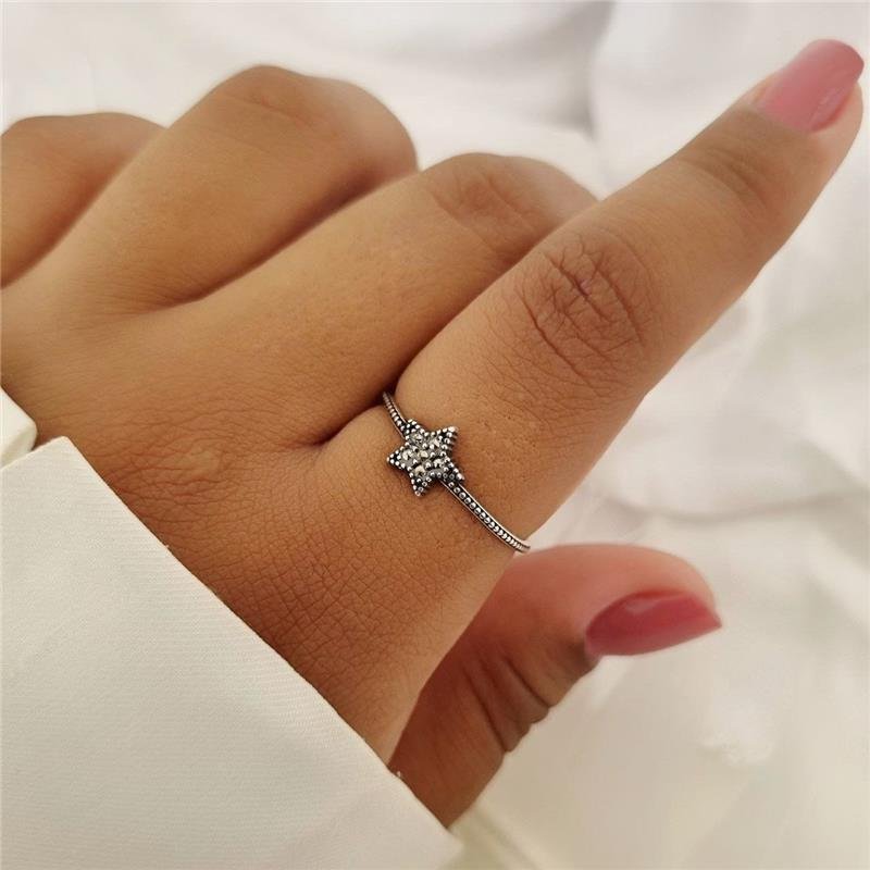 ANEL PRATA 925 ESTRELA CRAVEJADA