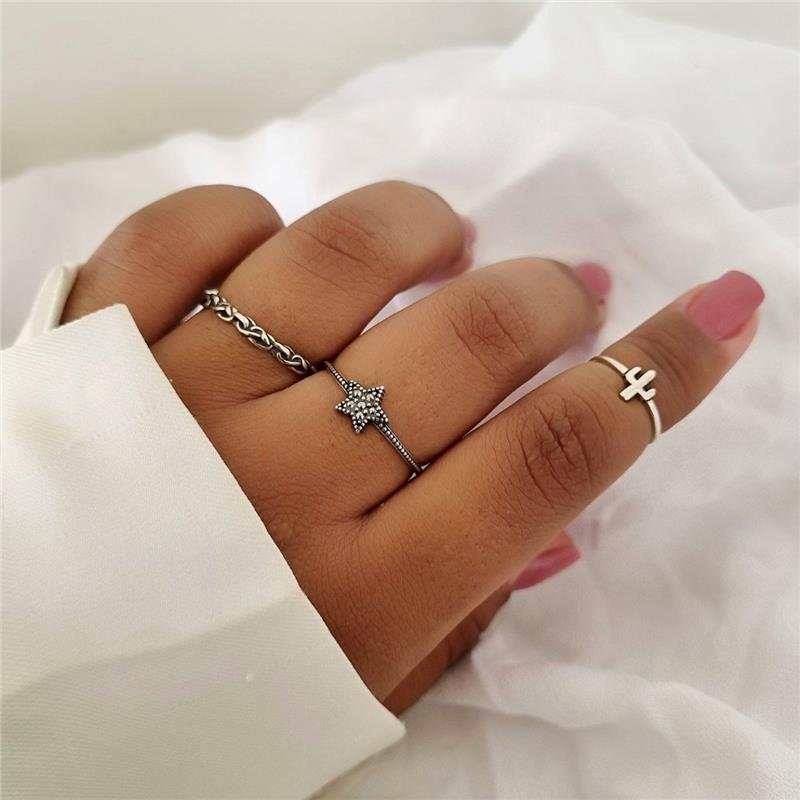 ANEL PRATA 925 ESTRELA CRAVEJADA