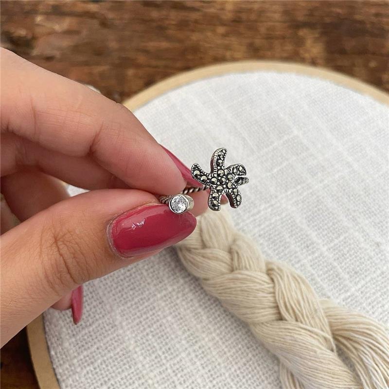 ANEL PRATA 925 ESTRELA REGULÁVEL COM PEDRA