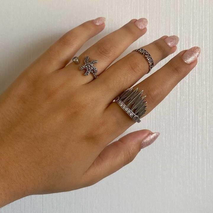 ANEL PRATA 925 ESTRELA REGULÁVEL COM PEDRA