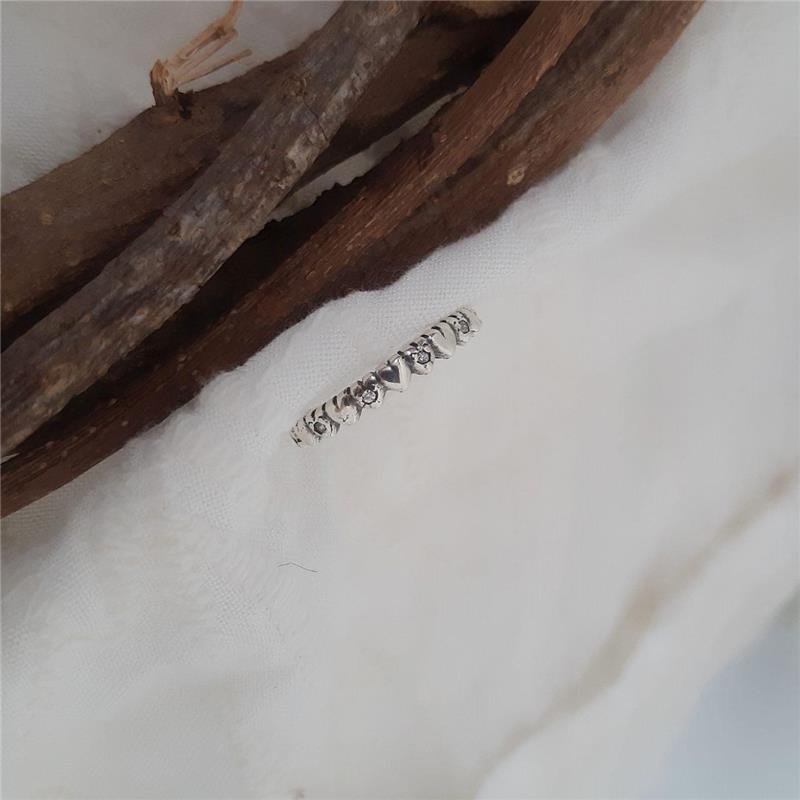 ANEL PRATA 925 FALAGE CORAÇÕES PEDRA