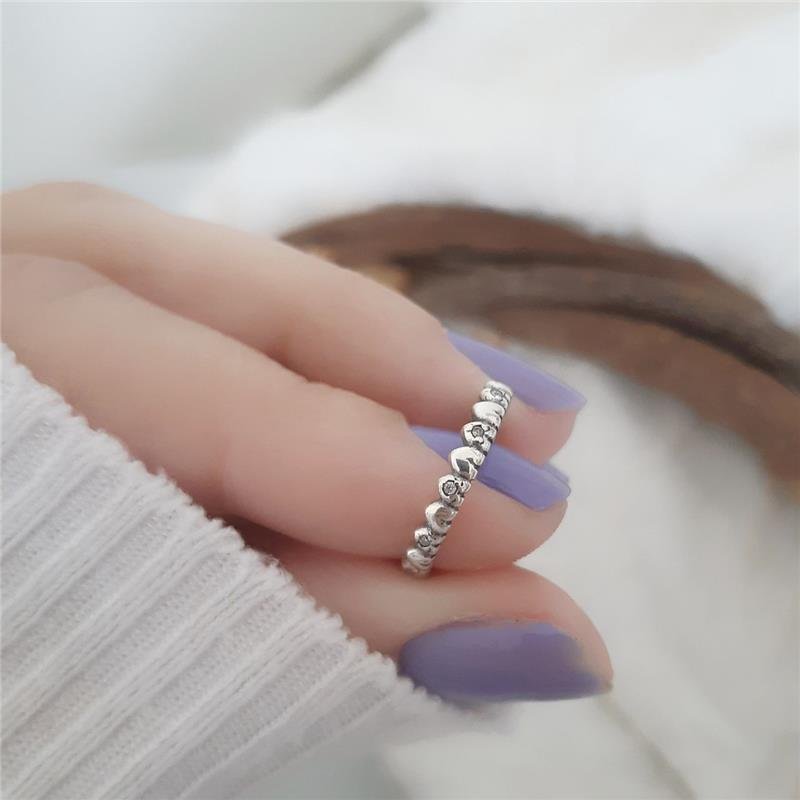 ANEL PRATA 925 FALAGE CORAÇÕES PEDRA