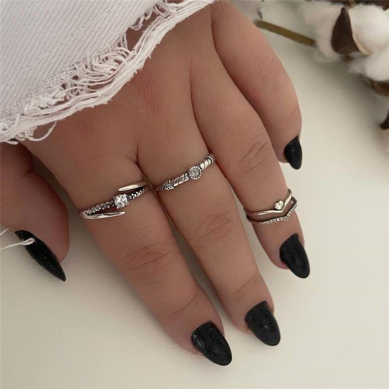 ANEL PRATA 925 FALANGE BICO DUPLO CORAÇÃO REGULÁVEL