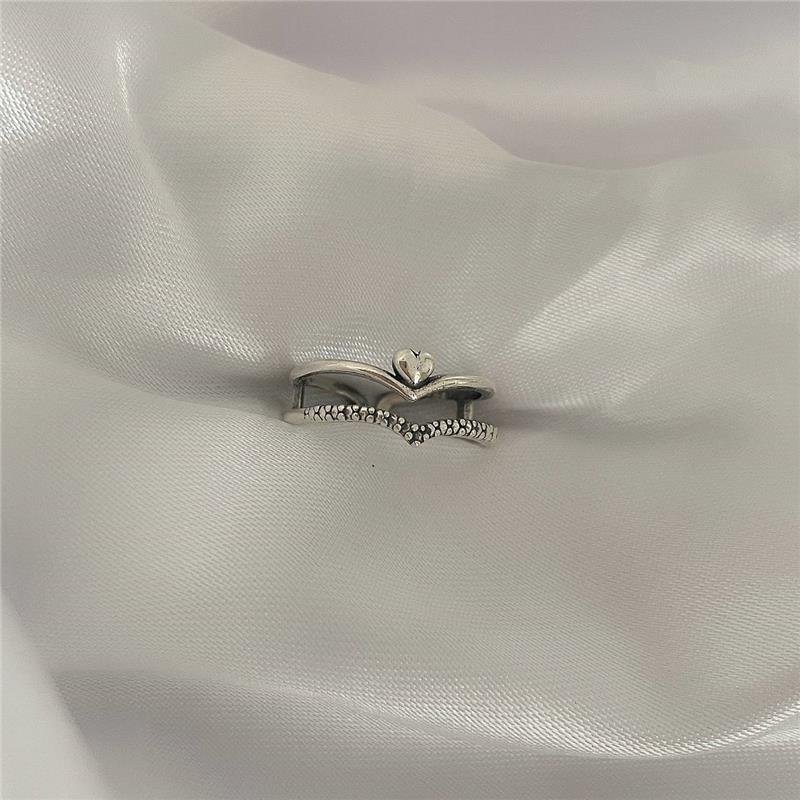 ANEL PRATA 925 FALANGE BICO DUPLO CORAÇÃO REGULÁVEL