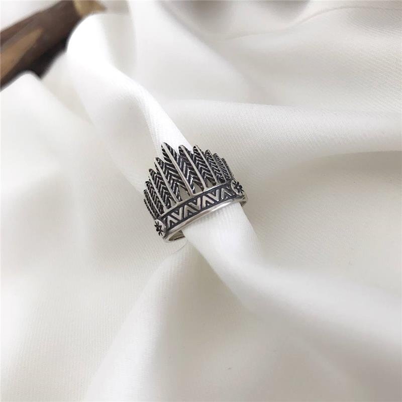 ANEL PRATA 925 FALANGE COROA COCAR INDÍGENA