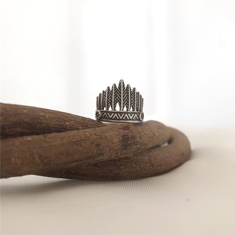 ANEL PRATA 925 FALANGE COROA COCAR INDÍGENA