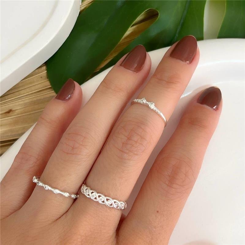 ANEL PRATA 925 FALANGE LACINHO LATERAIS CRAVEJADAS MICROZIRCÔNIAS