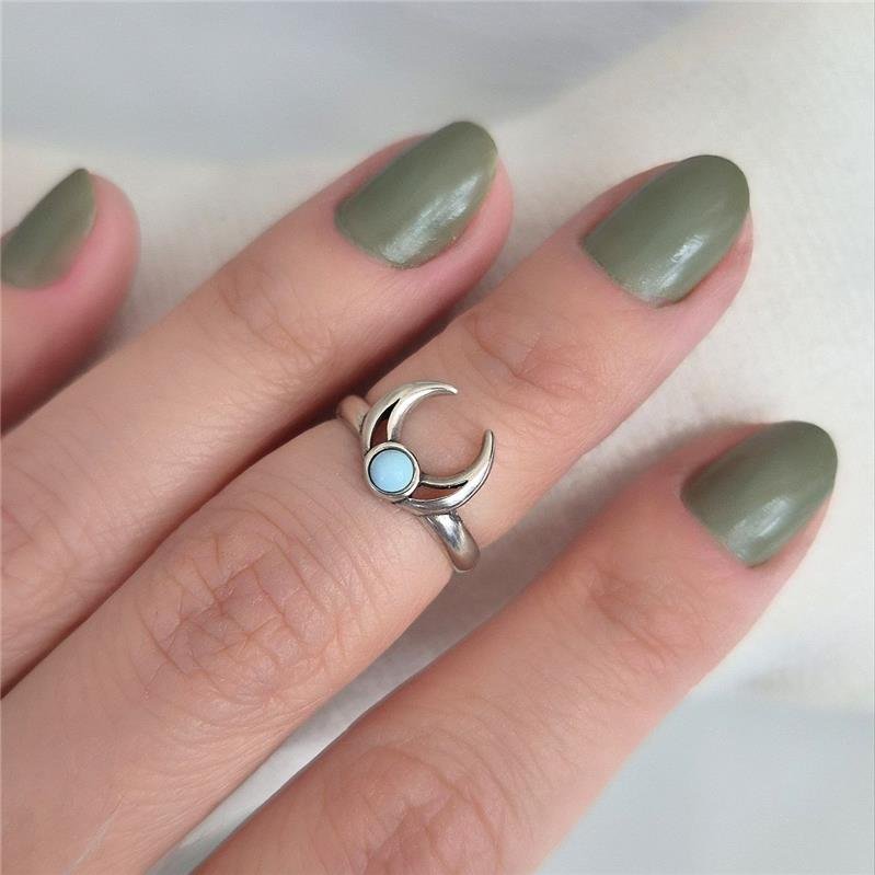 ANEL PRATA 925 FALANGE LUA TURQUESA