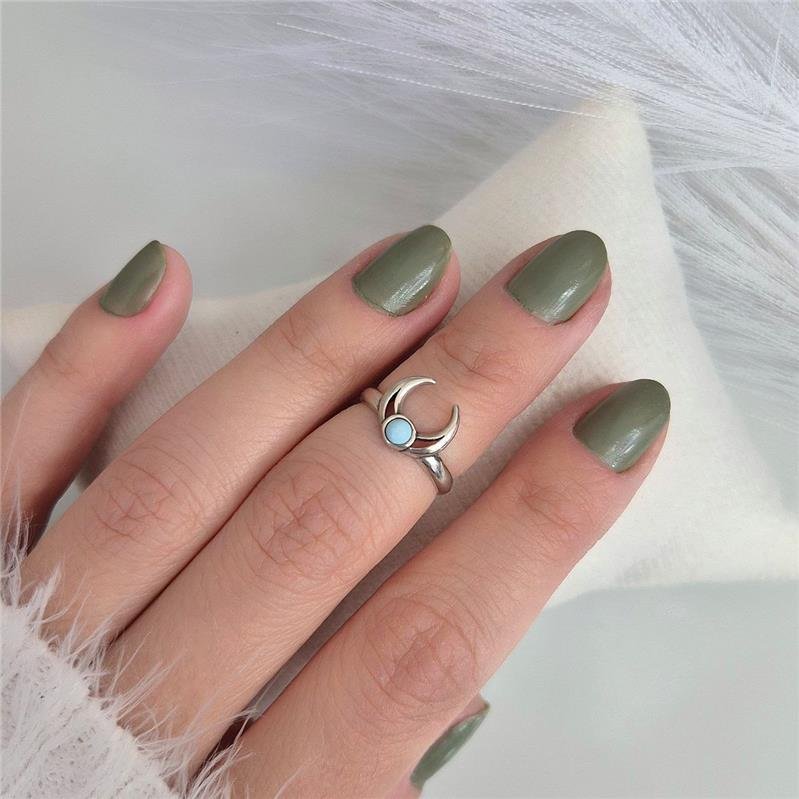 ANEL PRATA 925 FALANGE LUA TURQUESA