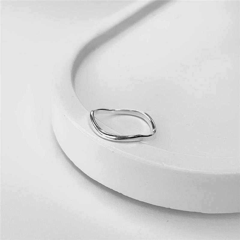 ANEL PRATA 925 FINO ONDULADO LISO MINIMALISTA