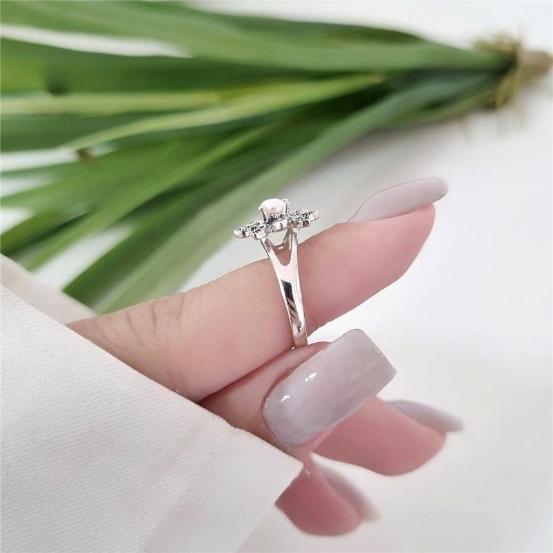 ANEL PRATA 925 FLOR COM PÉROLA