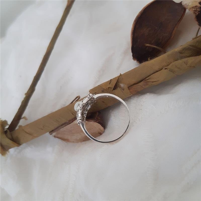 ANEL PRATA 925 FLOR PEDRA NATURAL