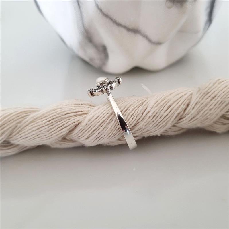 ANEL PRATA 925 FLOR TRABALHADA PÉROLA