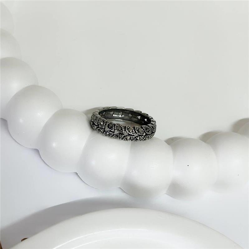 ANEL PRATA 925 FOLHAS COM MARCASSITA 