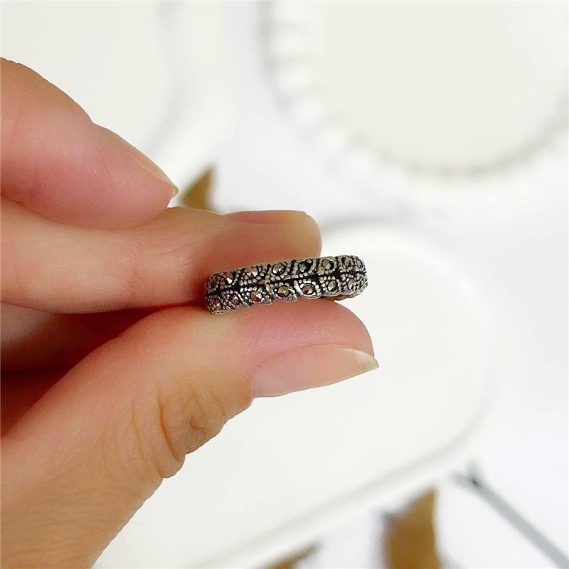 ANEL PRATA 925 FOLHAS COM MARCASSITA 