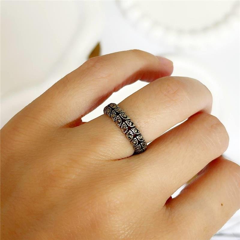 ANEL PRATA 925 FOLHAS COM MARCASSITA 