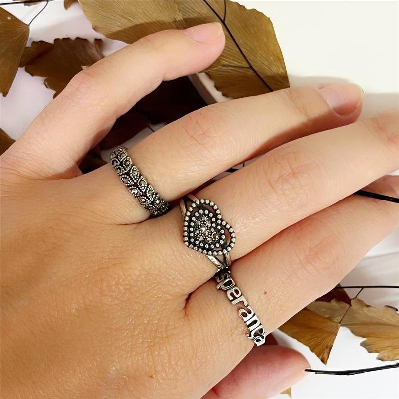 ANEL PRATA 925 FOLHAS COM MARCASSITA 