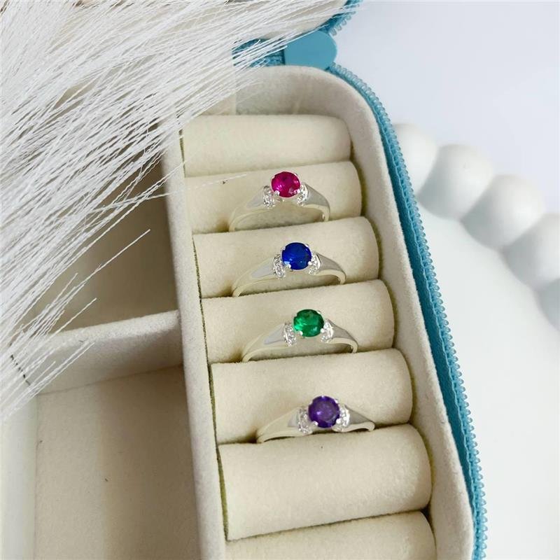 ANEL PRATA 925 FORMATURA SOLITÁRIO ZIRCÔNIA COLORIDA