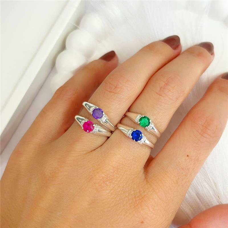 ANEL PRATA 925 FORMATURA SOLITÁRIO ZIRCÔNIA COLORIDA