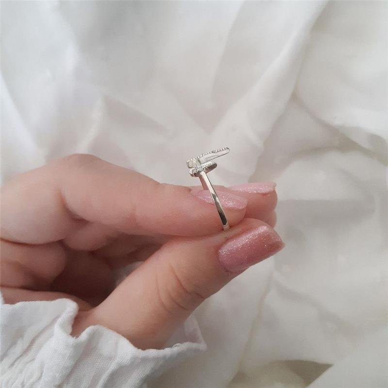 ANEL PRATA 925 GEOMÉTRICO 3 PONTAS CRAVEJADAS