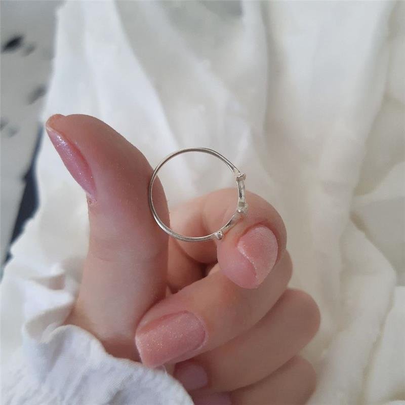 ANEL PRATA 925 GEOMÉTRICO 3 PONTAS CRAVEJADAS