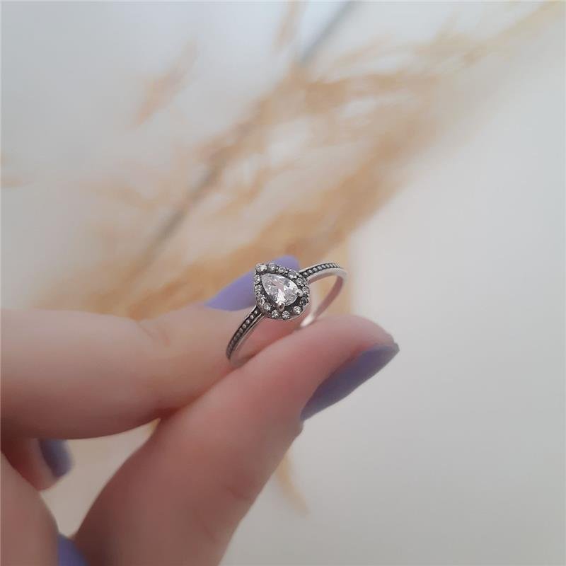 ANEL PRATA 925 GEOMÉTRICO GOTA COM PEDRA