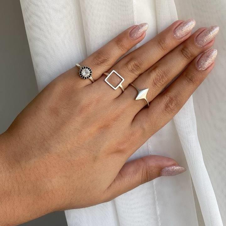 ANEL PRATA 925 GEOMÉTRICO LOSANGO