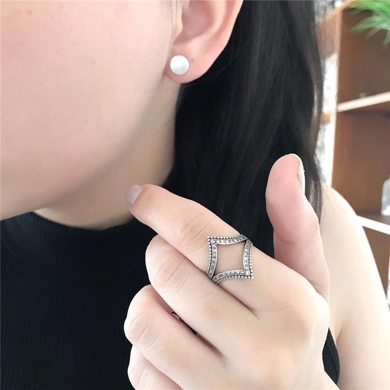 ANEL PRATA 925 GEOMÉTRICO LOSANGO COM PEDRA