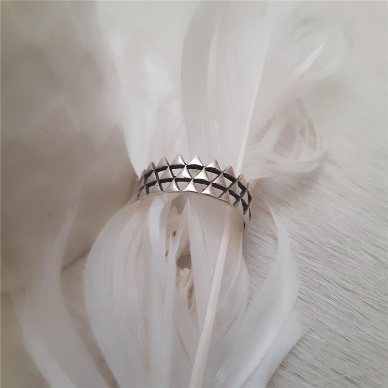 ANEL PRATA 925 GEOMÉTRICO TRIÂNGULOS