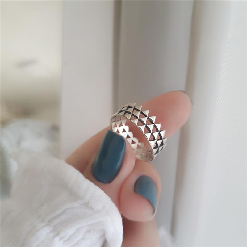 ANEL PRATA 925 GEOMÉTRICO TRIÂNGULOS