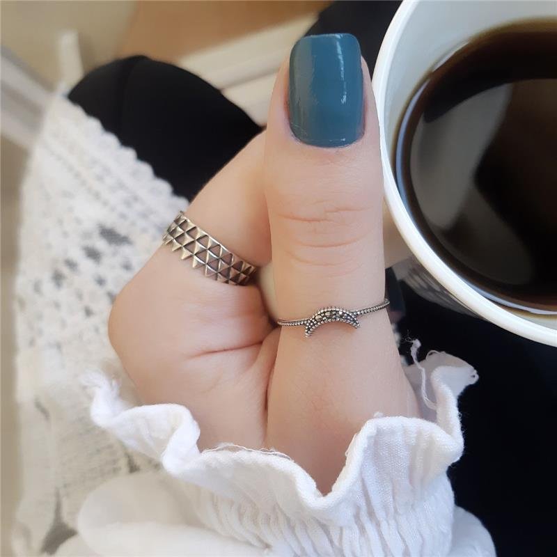 ANEL PRATA 925 GEOMÉTRICO TRIÂNGULOS