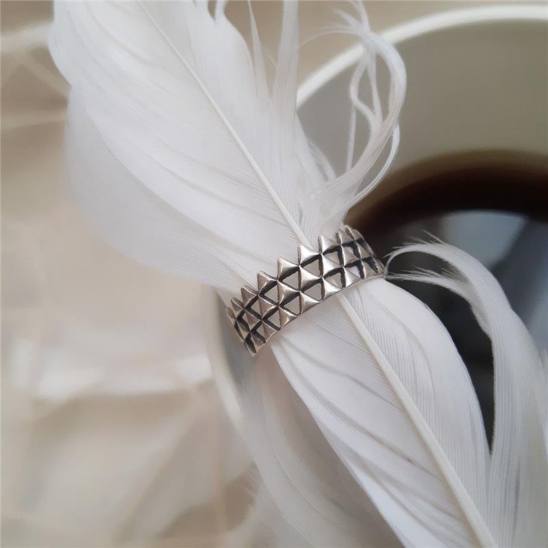 ANEL PRATA 925 GEOMÉTRICO TRIÂNGULOS