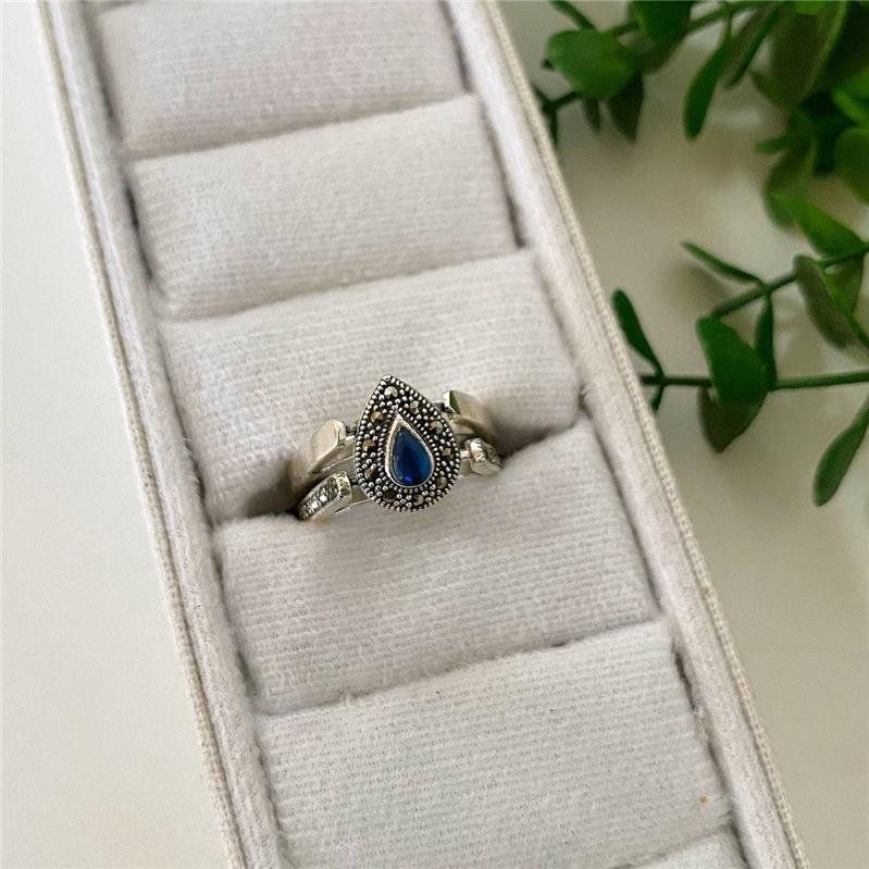 ANEL PRATA 925 GOTA GIRATÓRIO COM PEDRA